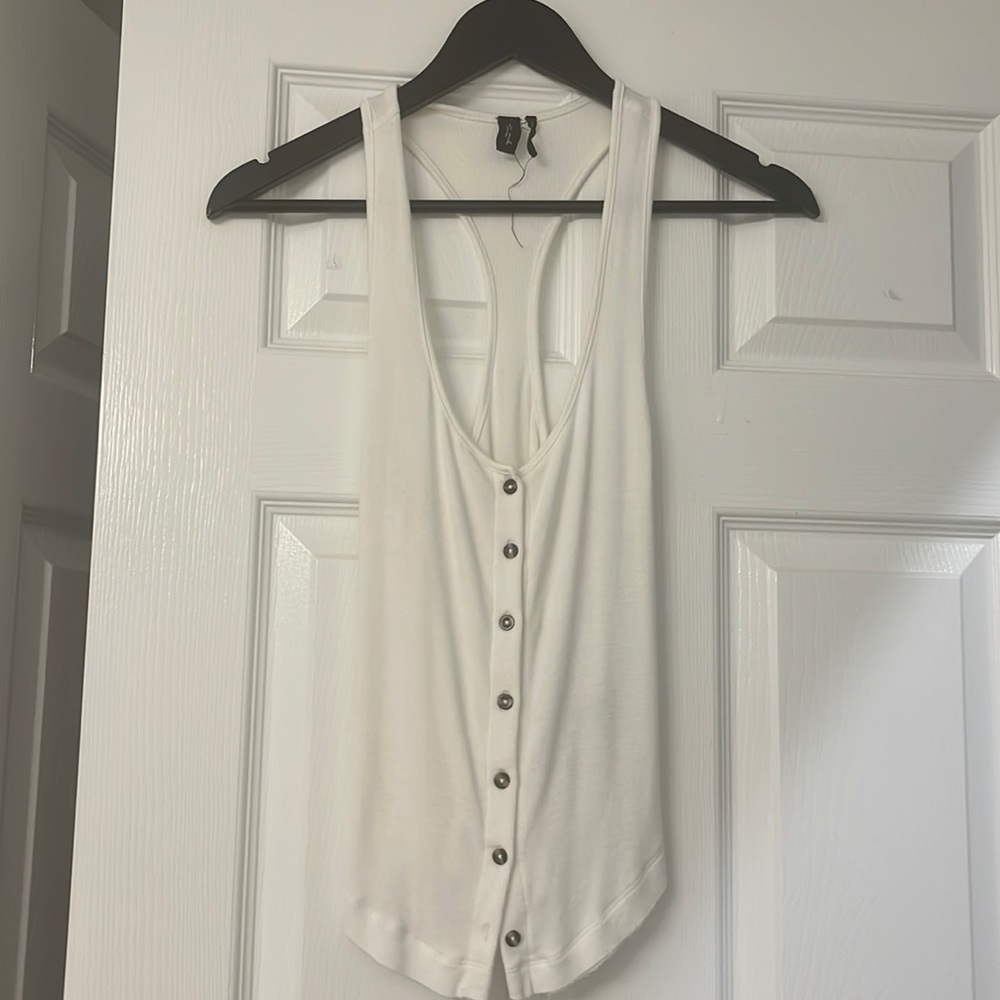 Urban outfitters white button down racer back tank top